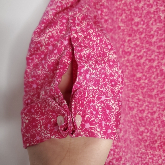 Lilly Pulitzer Floral Button Up Shirt Size 4 Pink Cottagecore Boho Chic Casual - Picture 8 of 10